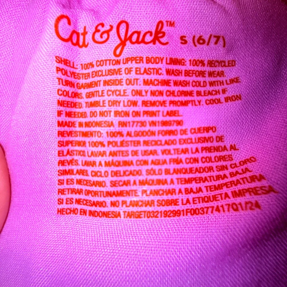 Cat & Jack Tiered Dress Girls S‎ 6/7 Pink New Smocked Waist Dobby Stripe